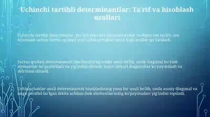 Uchinchi tartibli determinantlar 3