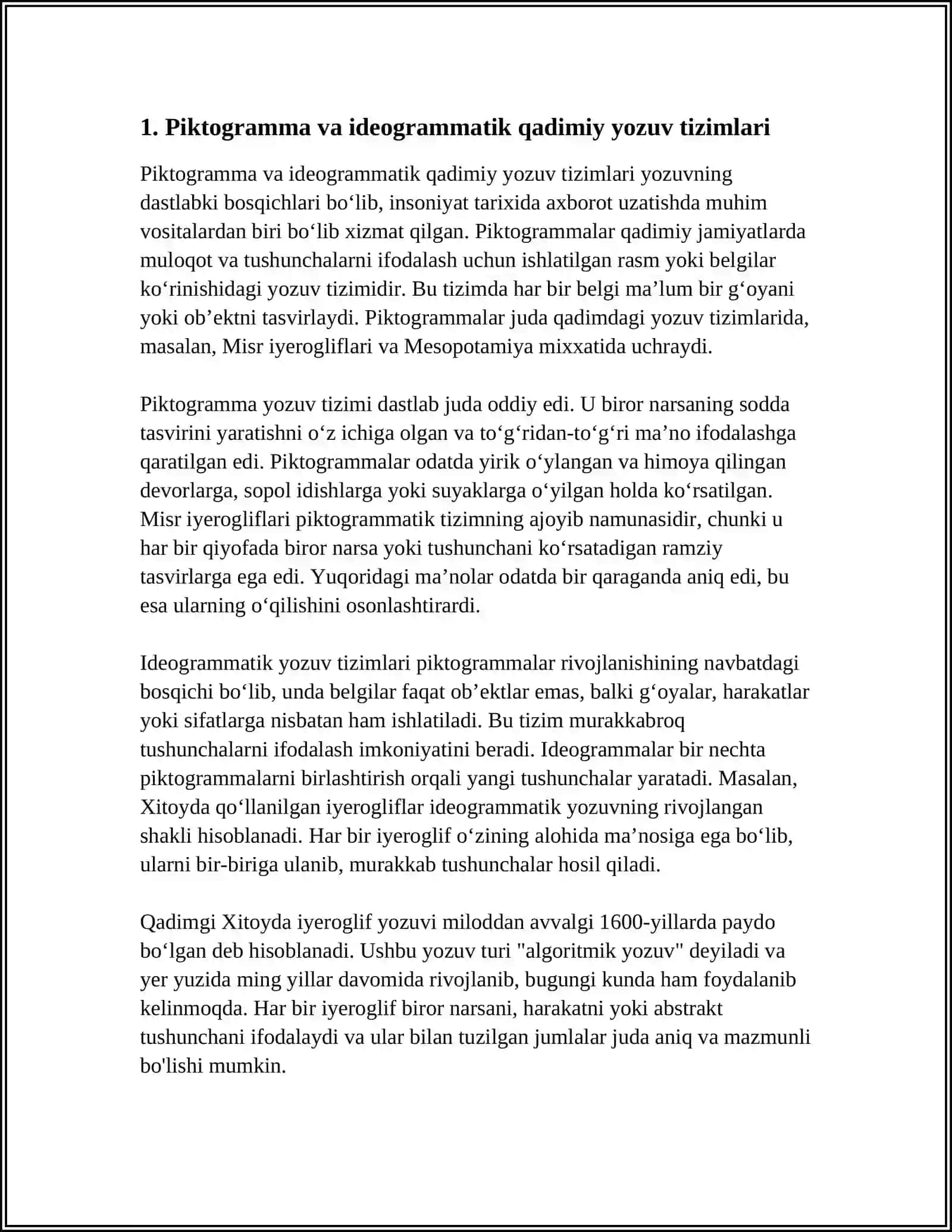Piktogramma va ideogrammatik qadimiy yozuv tizimlari 3