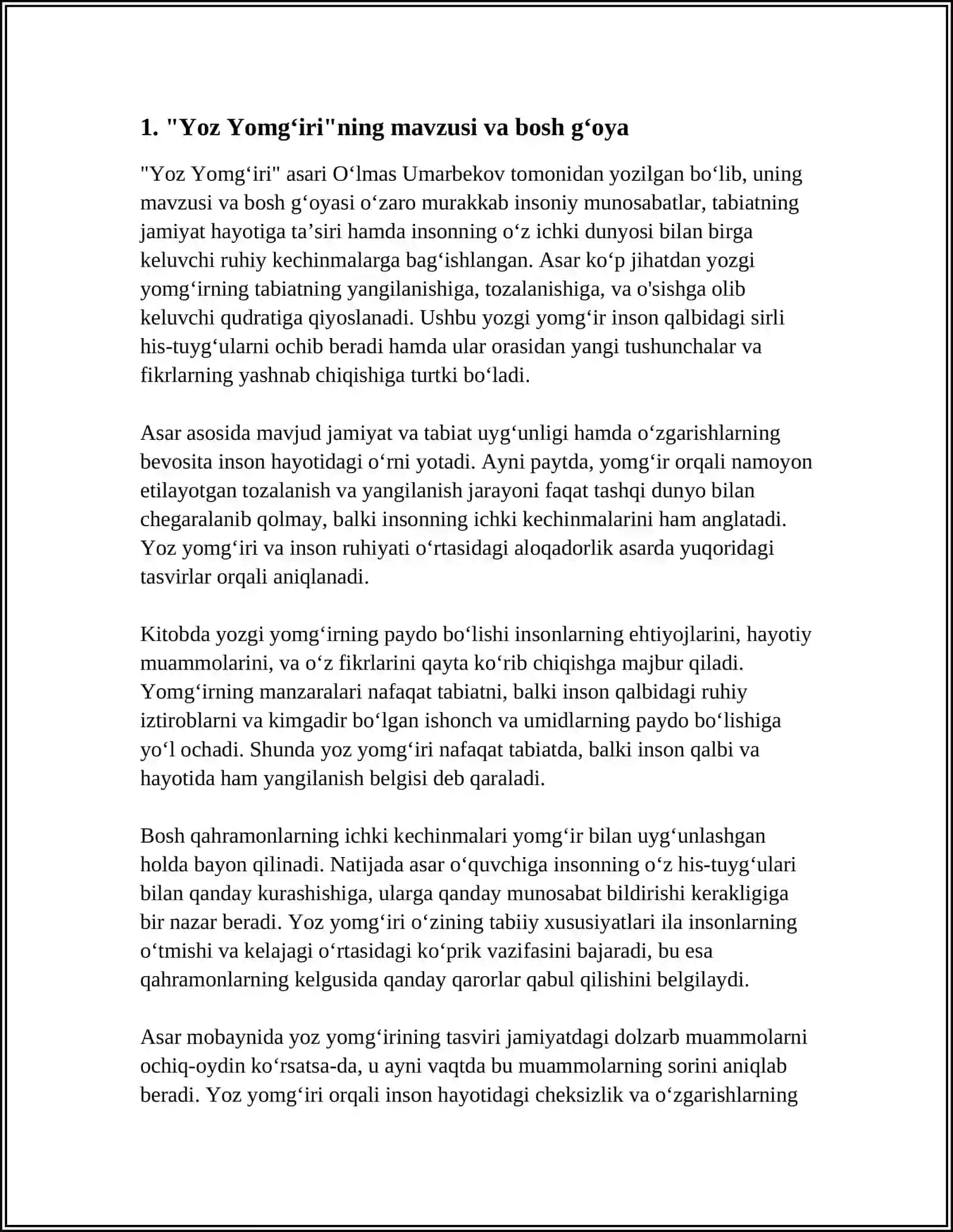 O'LMAS UMARBEKOVNING "YOZ YOMGʻIRI" 3