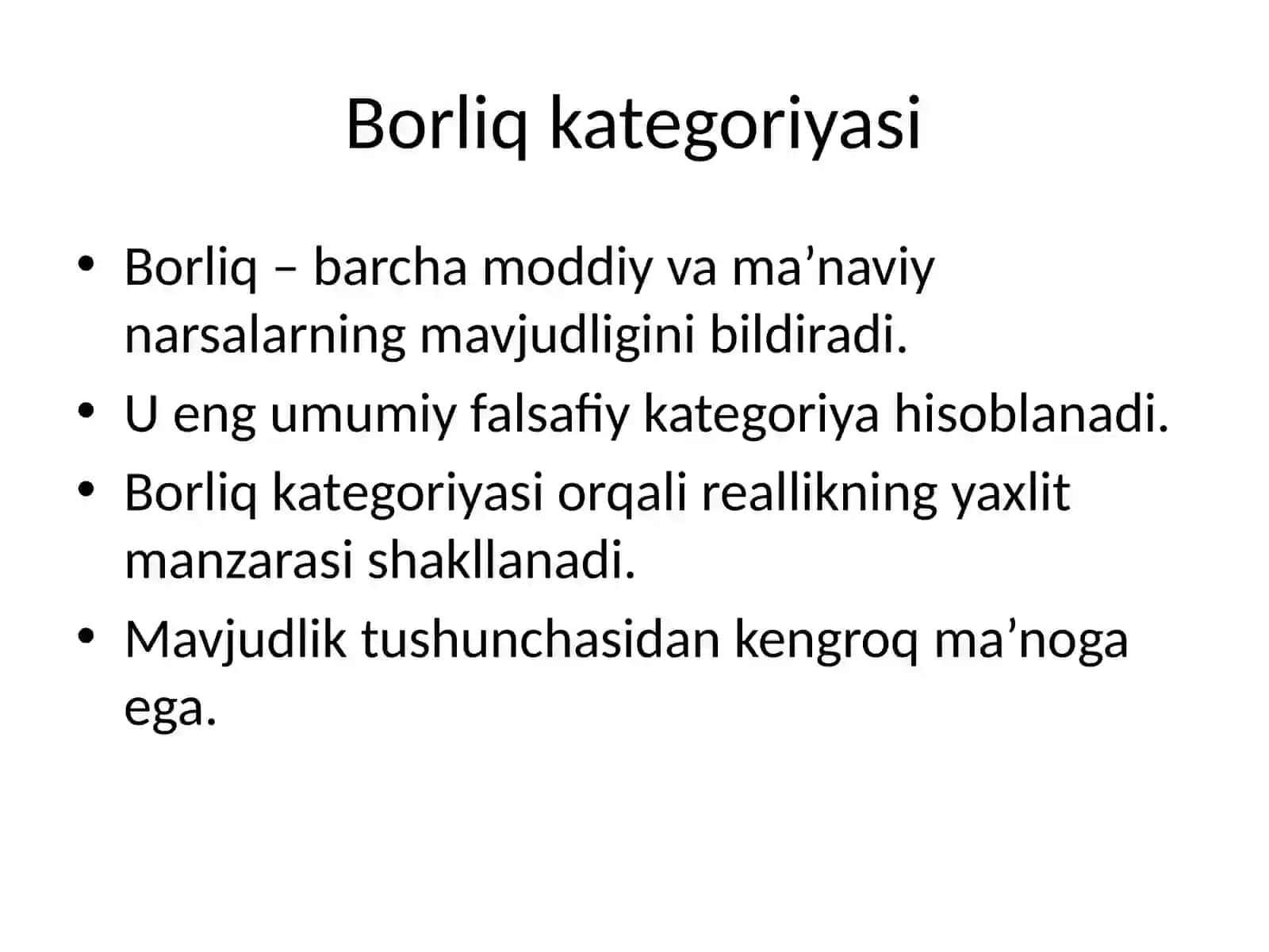 Borliq falsafasi (Ontologiya) 3