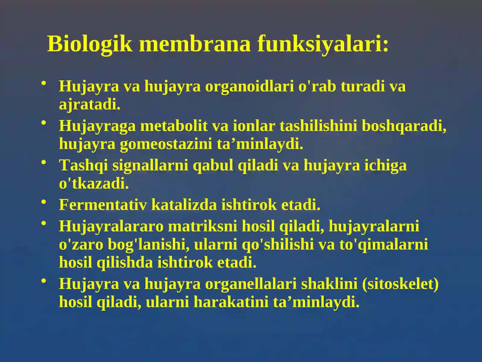 Hujаyrа mеmbrаnаlаrining tuzilishi, mоddаlаr аlmаshinuvigа kirish 3