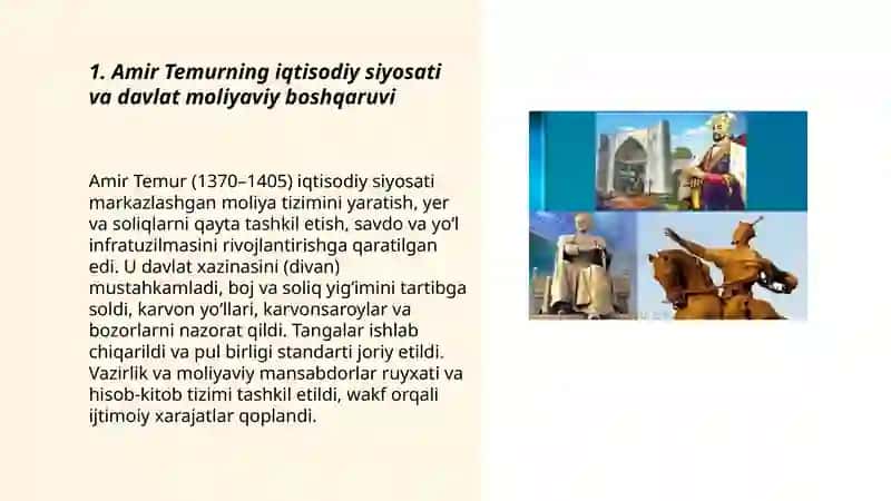 AMIR TEMUR VA TEMURIYLAR DAVRI IQTISODIY TA'LIMOTLARI 3