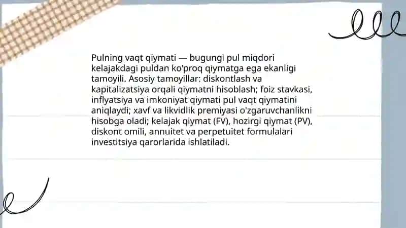 Pulning vaqt qiymati 3