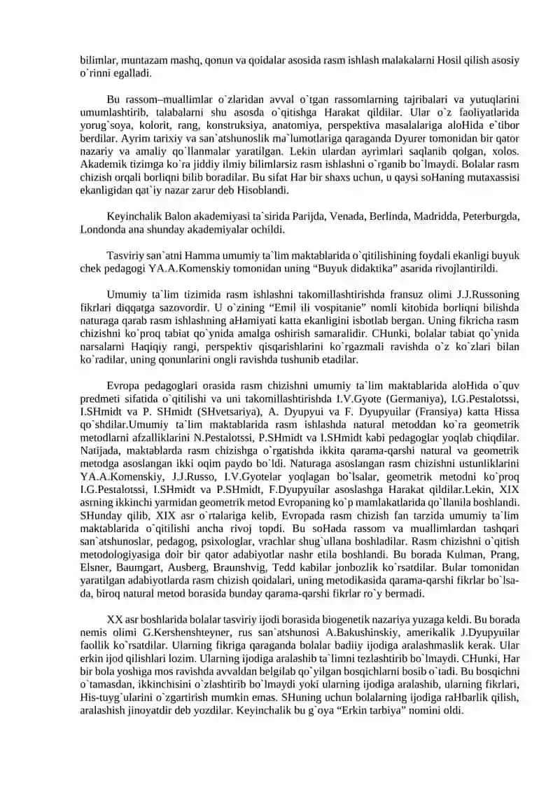 Tasviriy san`atni o`qitish tarixidan 3