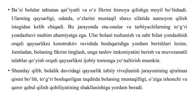 Bolalik davridagi qaysarlik 3
