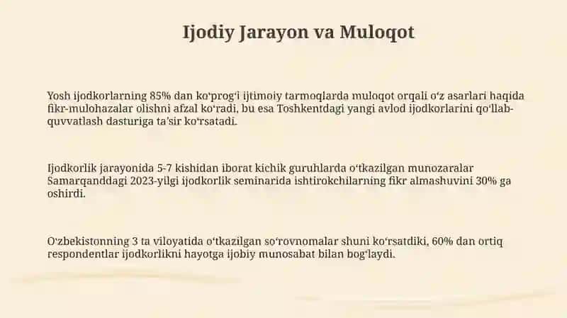 Ijodkorlik va Muloqot 3