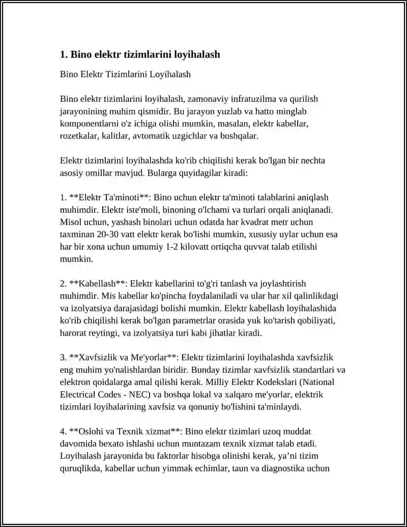 Bino Elektr Tizimlarini Loyihalash 3