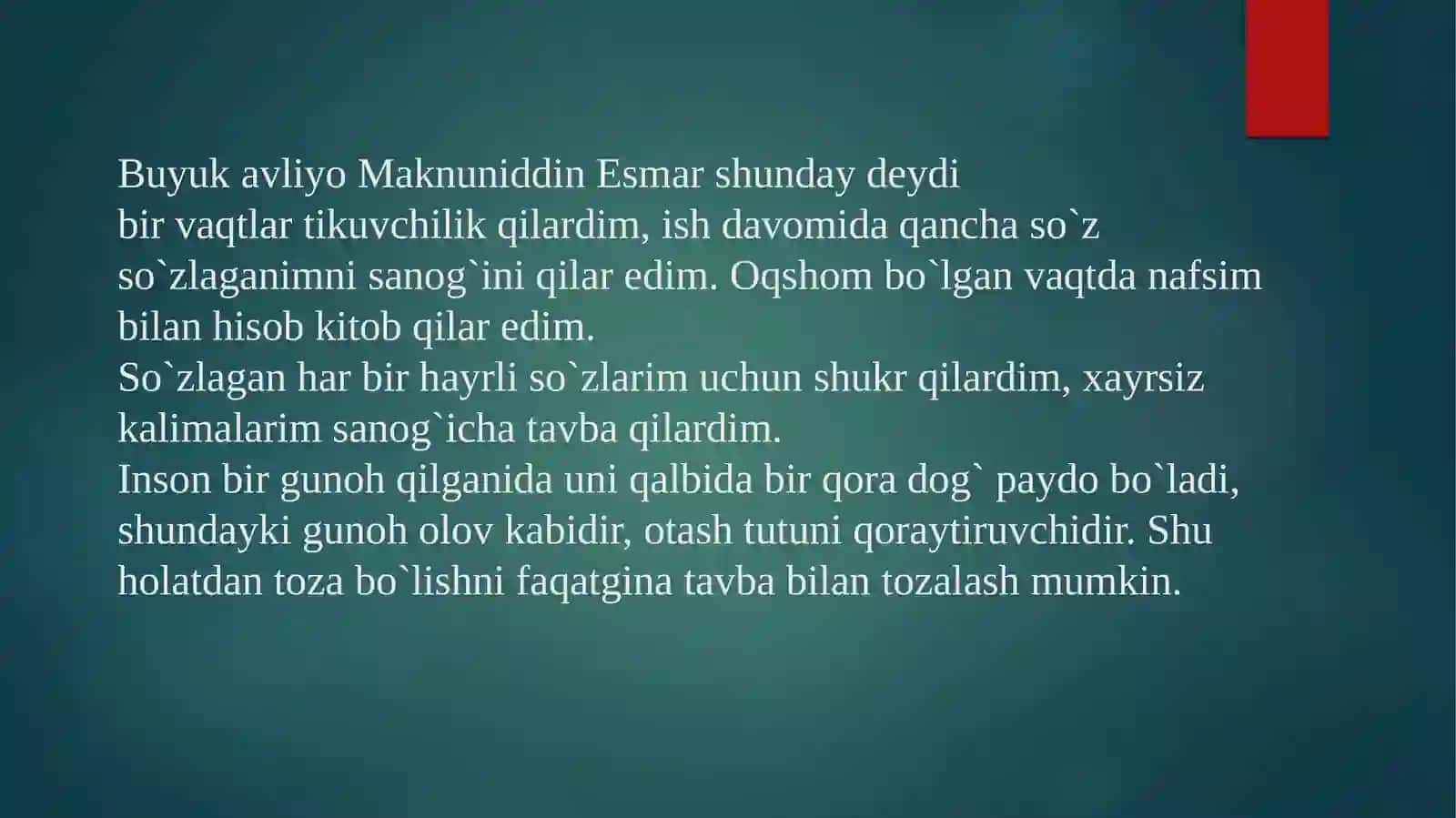G`azzoliyning nafs tarbiyasi kitobi asosida 3