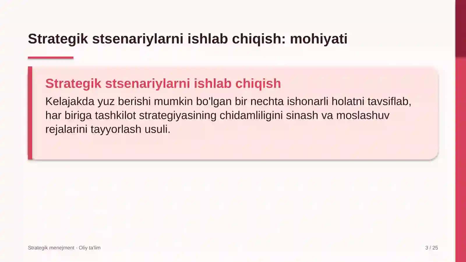 Strategik Menejment · Oliy Ta'lqim 3
