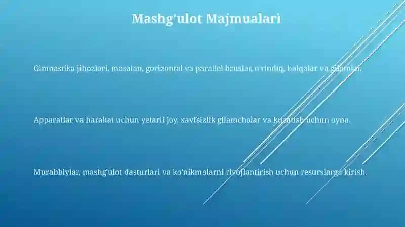 Gimnastika mashg‘ulotlarining moddiy-texnik ta‘minoti 3