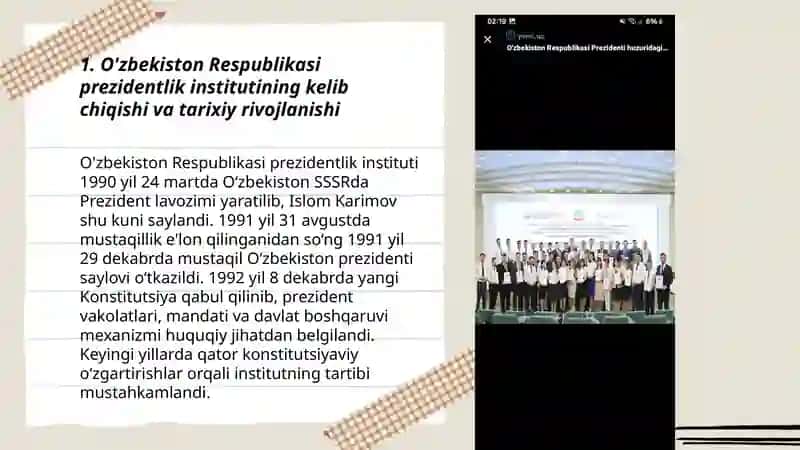 O'zbekiston Respublikasi prizedentlik institutining joriy etilishi 3