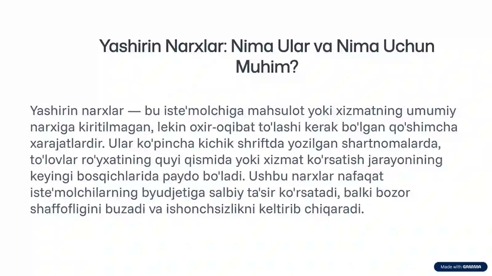 Yashirin narxlar tushunchasi 3