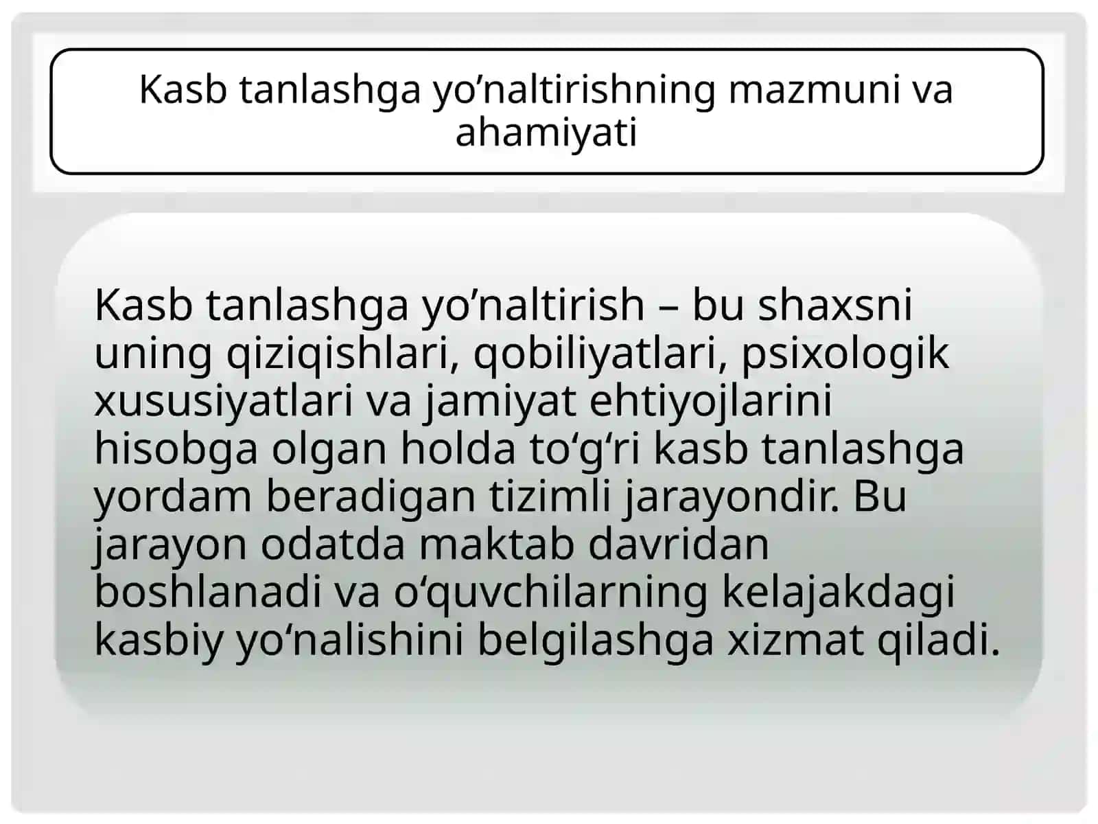 Kasb tanlashga yo’naltirish va kasb tanlash 3