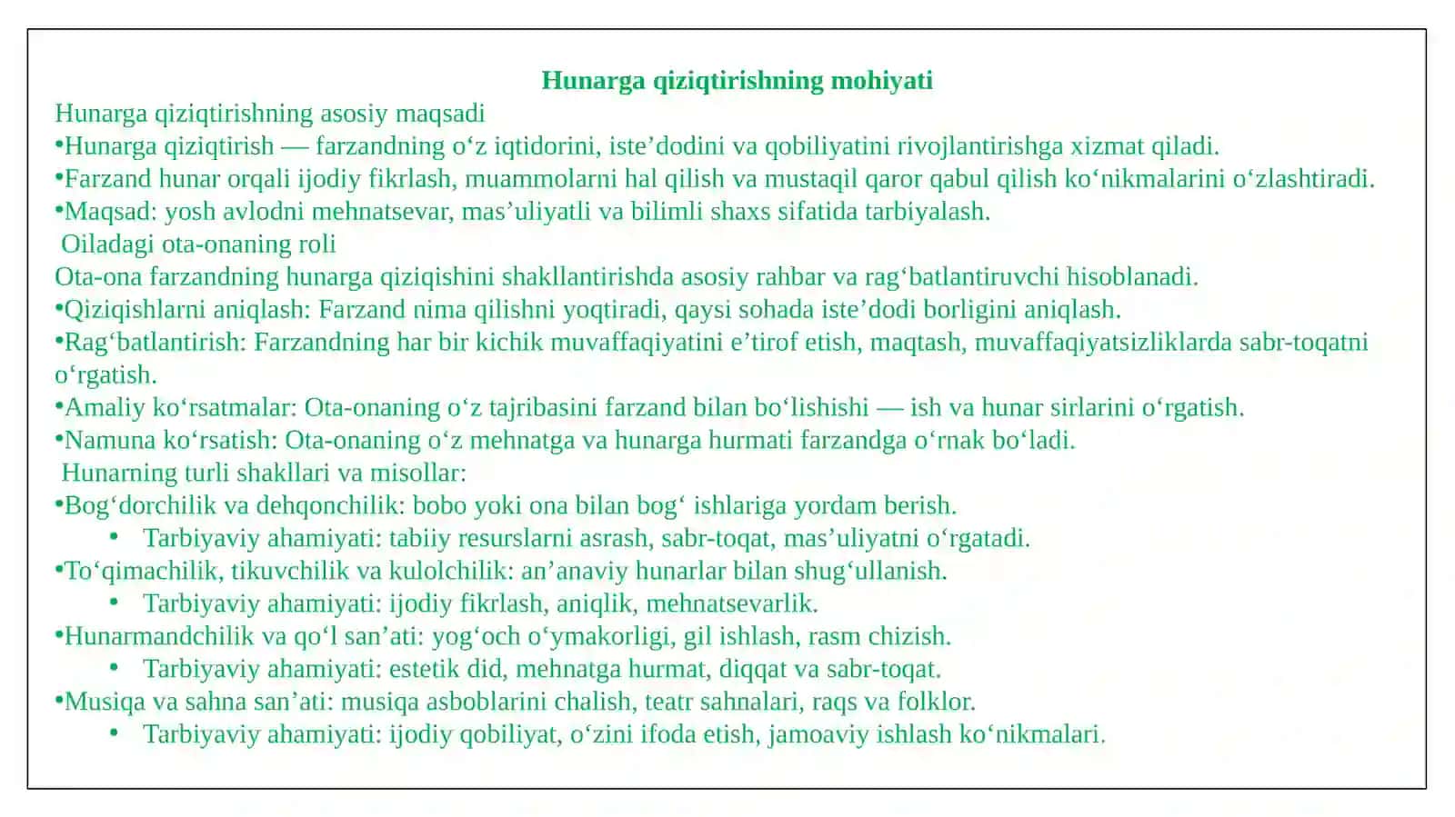 "Oilavi mehnatning shakllari" 3