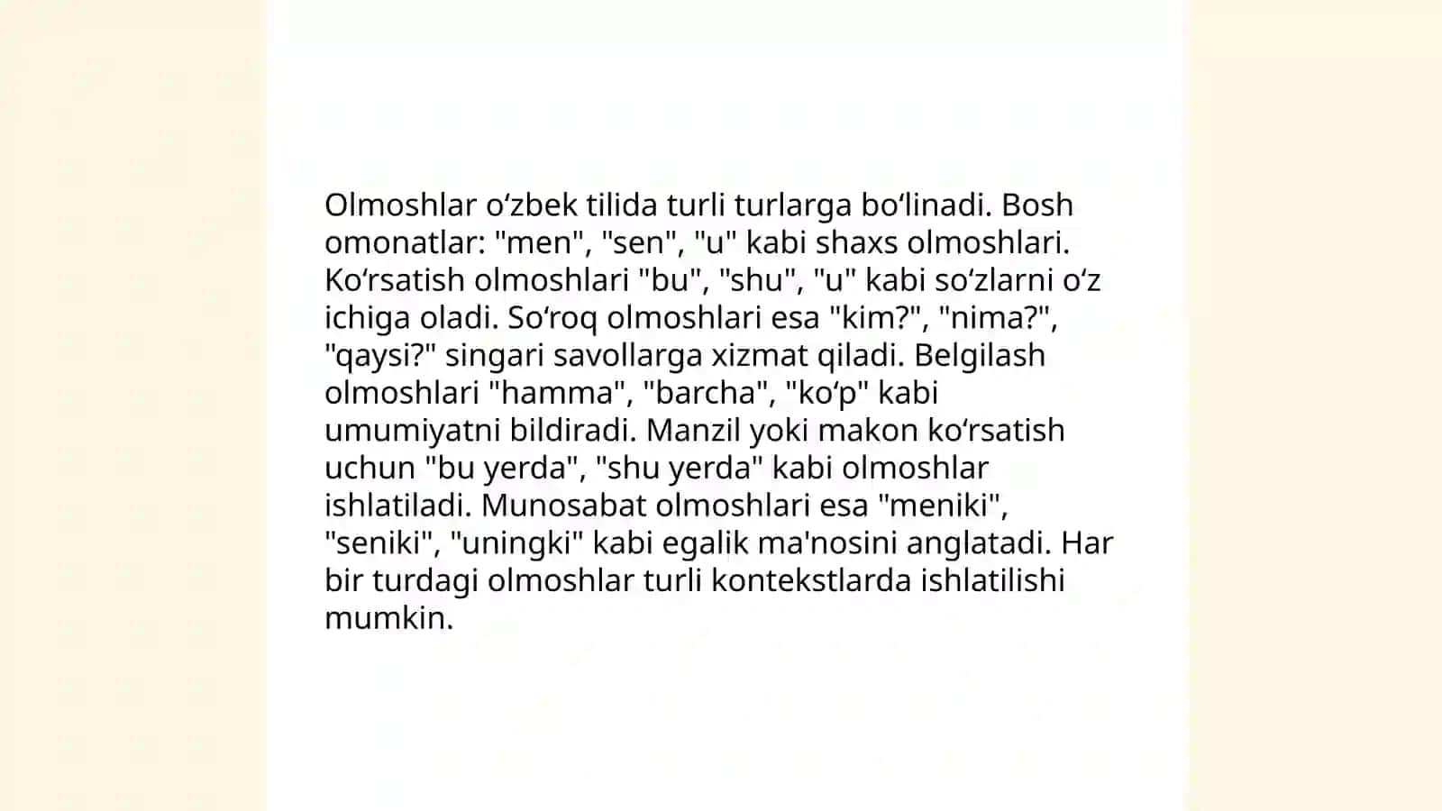 Boshlanğich sinfda olmosh sõz turkumi 3