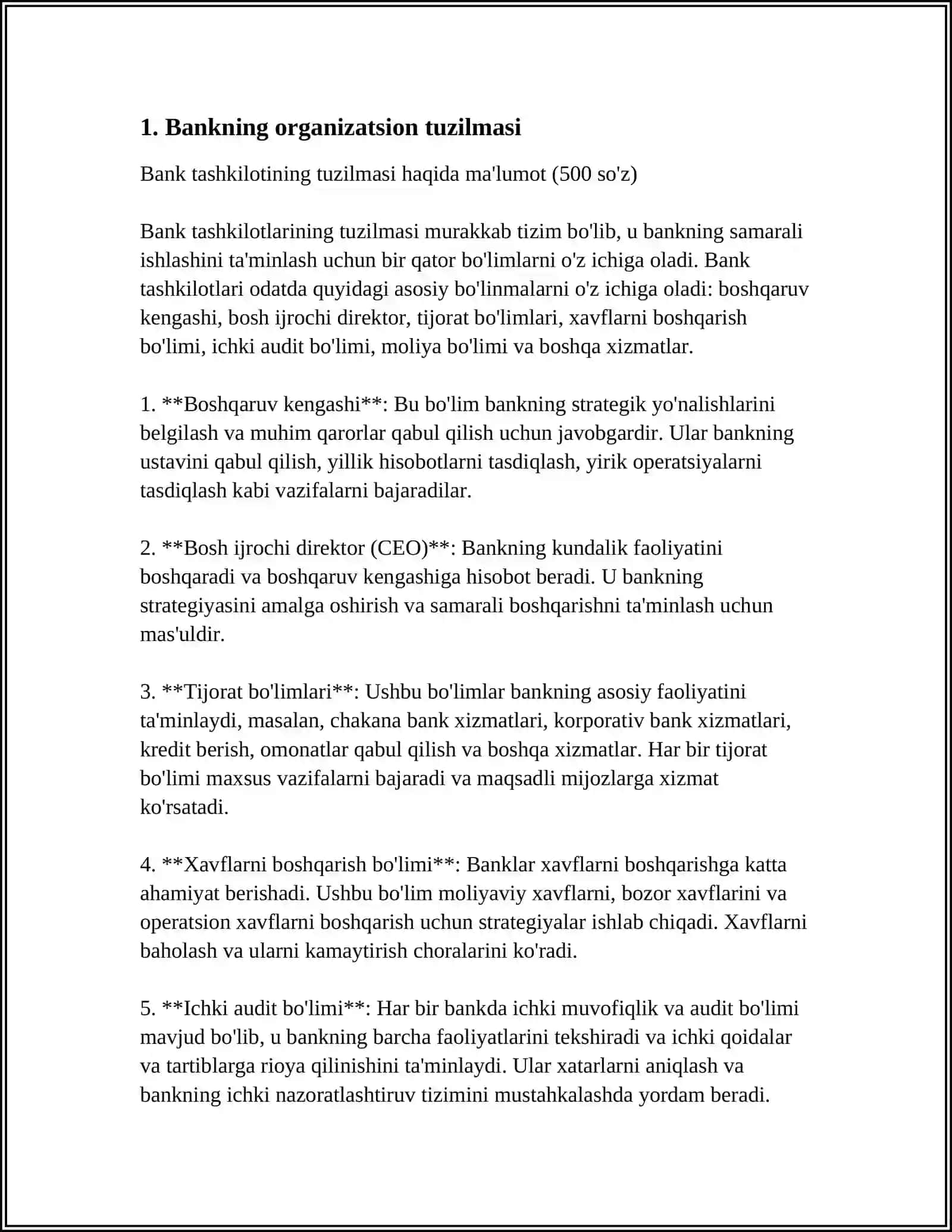 BANKLARNING TUZILISHI 3