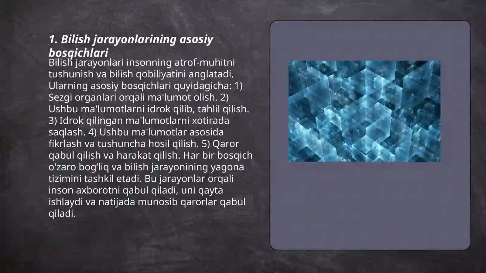Bilish jarayonlari va Taffakur 3