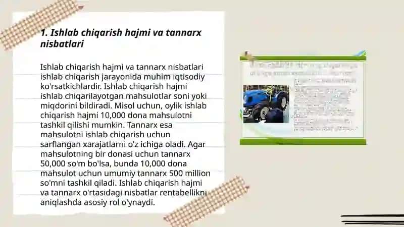 Ishlab chiqarish hajmi va tannarx ortasidagi bogliqlik 3