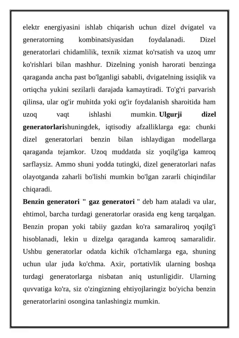 GENERATOR BLOGI TUZILISHI 3