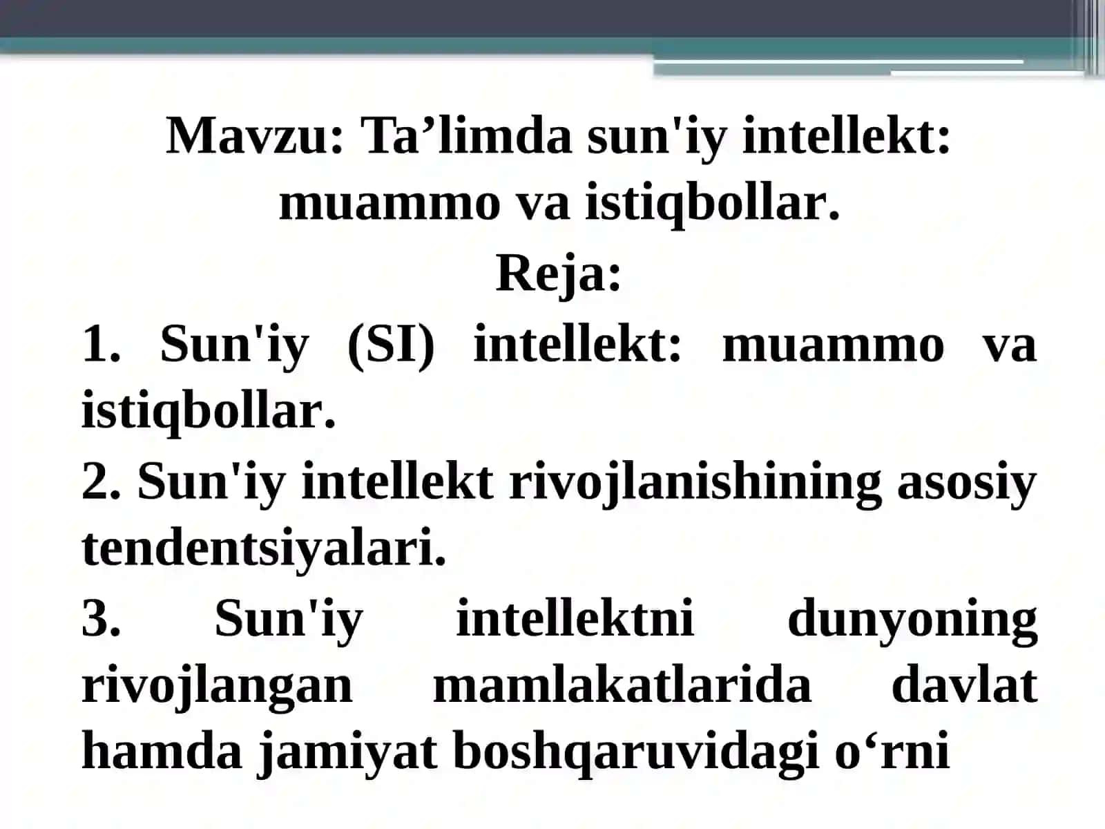 Ta'limda sun'iy intellekt: muammo va istiqbollar 3