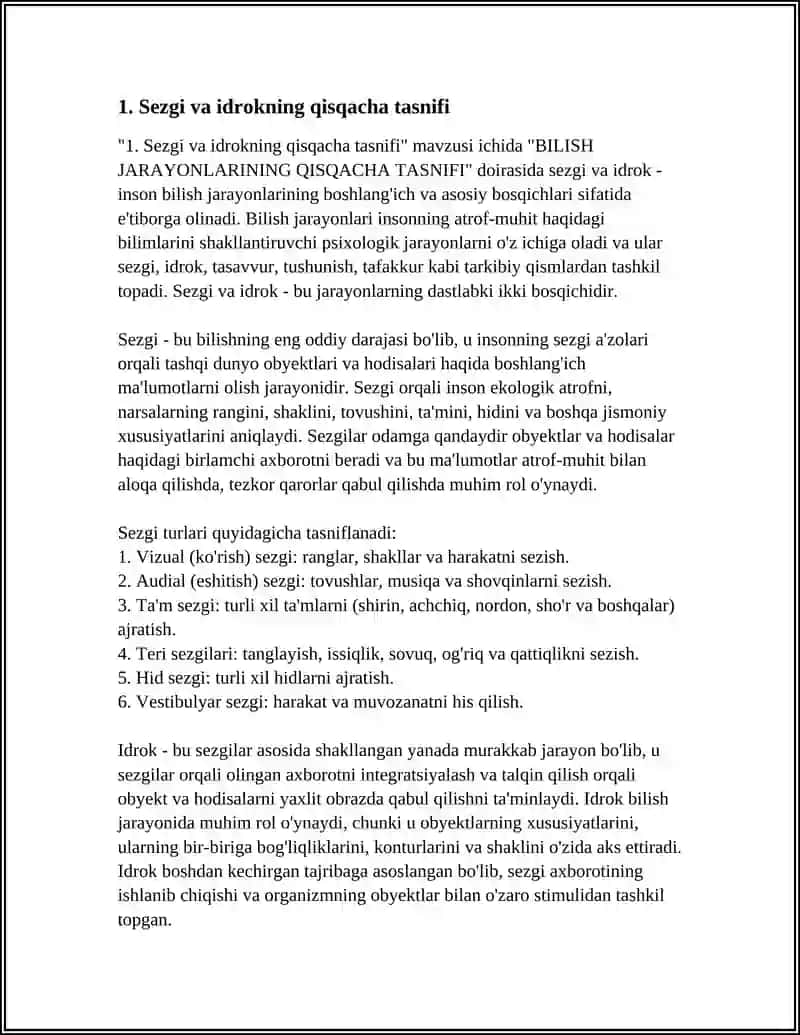 BILISH JARAYONLARINING QISQACHA TASNIFI 3