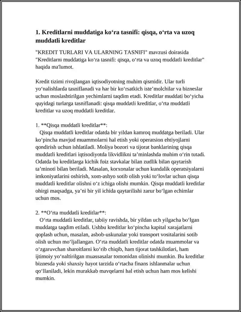 KREDIT TURLARI VA ULARNING TASNIFI 3