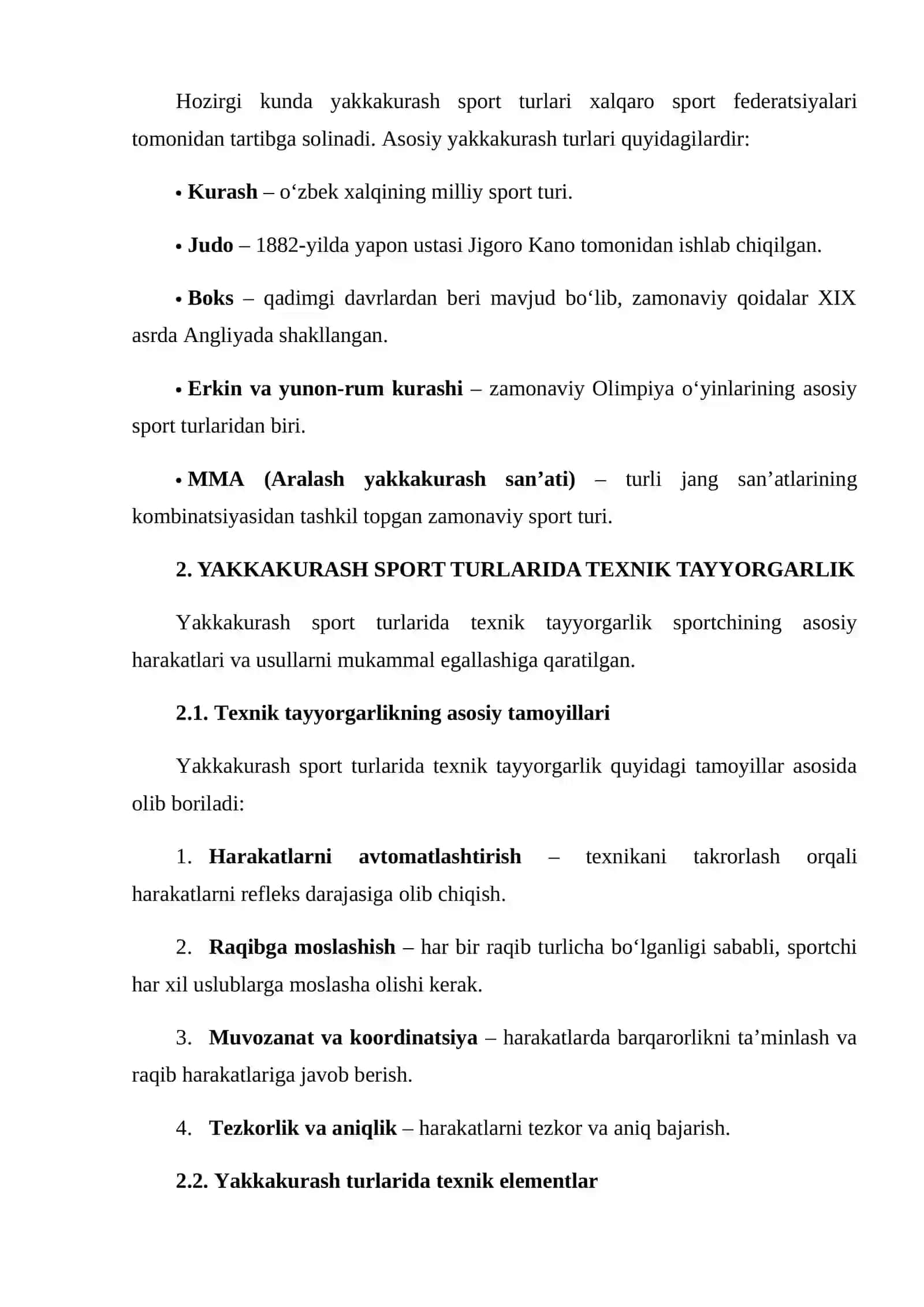 YAKKAKURASH SPORT TURLARI VA ULARNING TARIXI 3