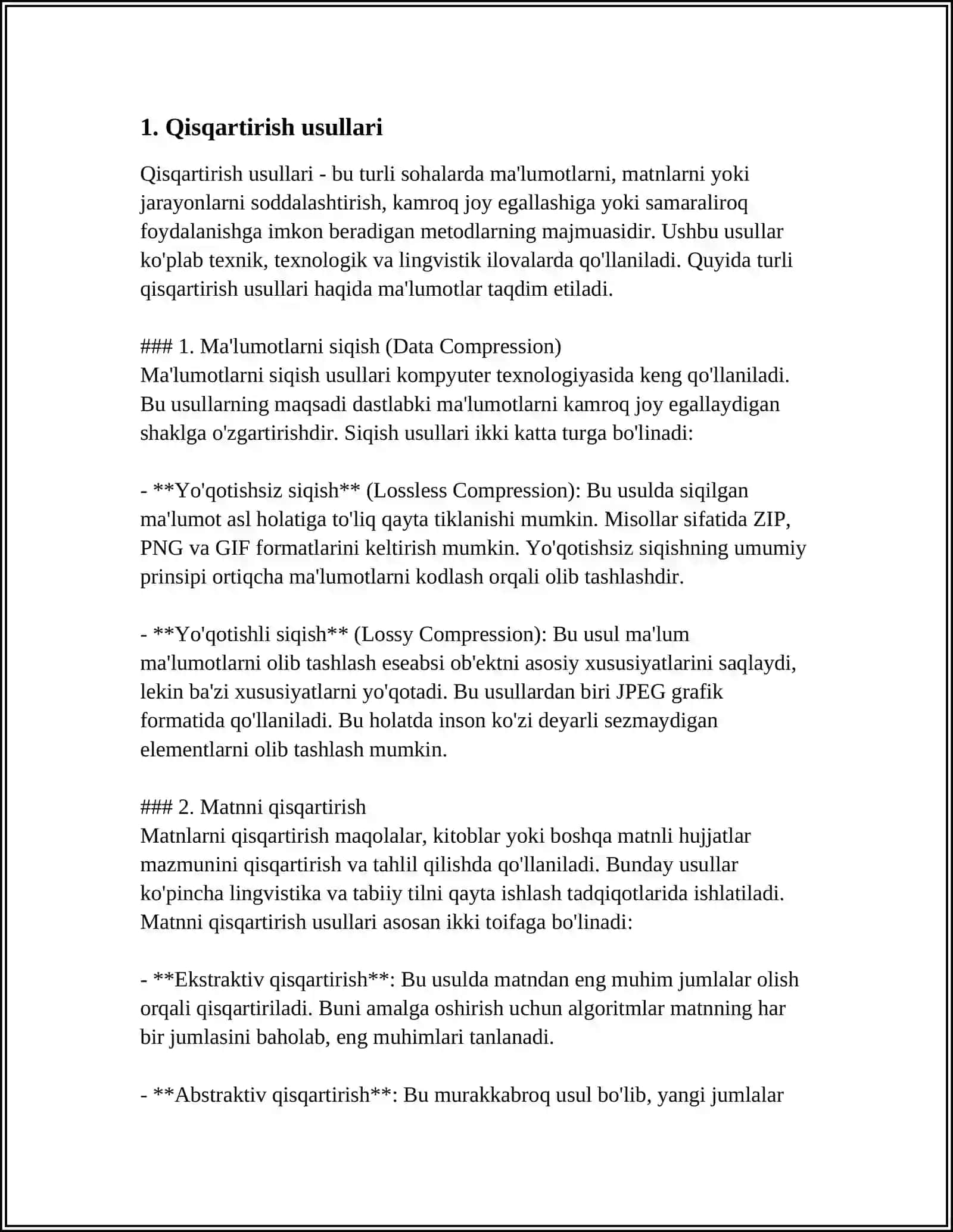 ONA TILIDAN QISQARTIRIB QAYTA HIKOYALASH VA BAYON 3