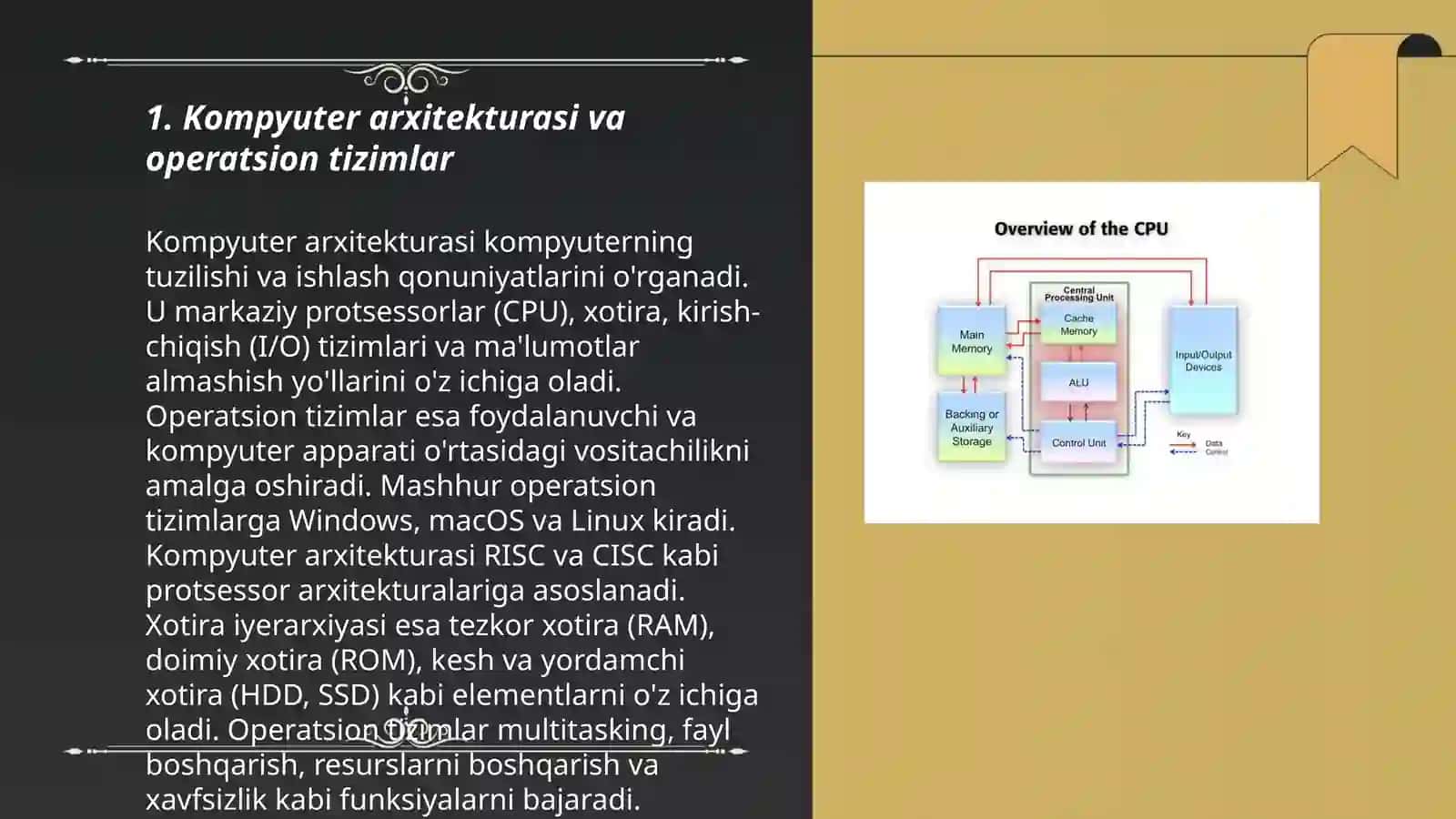 Kompyuter arxitekturasi va operatsion tizimlar 3