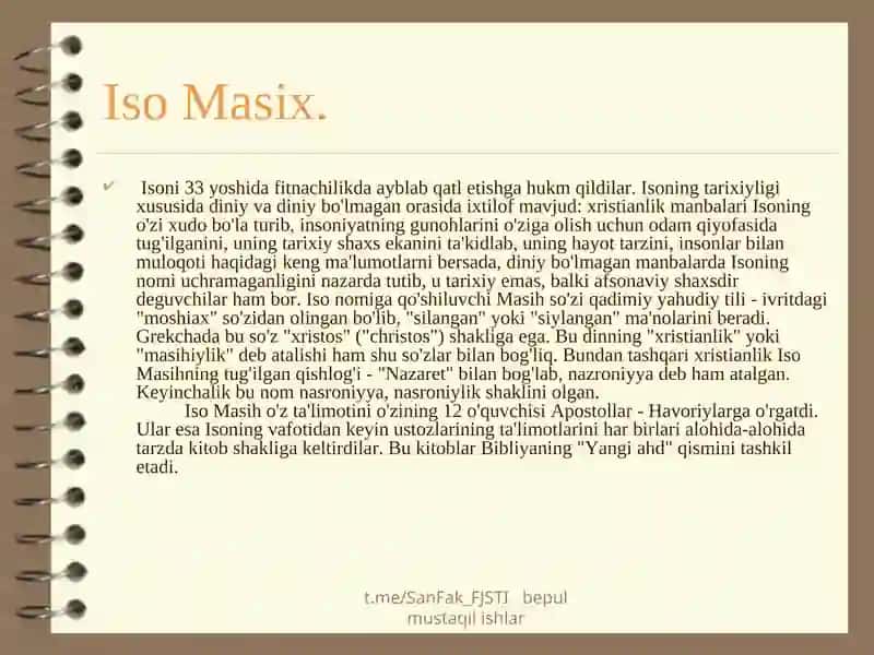Xristianlik dini haqid atushuncha va vujudga kelishi 3