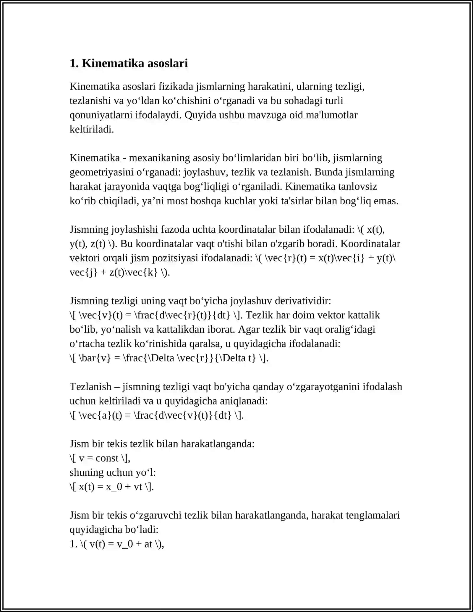 YERNING TORTISHISH MAYDONIDA JISMLARNING HARAKATI 3