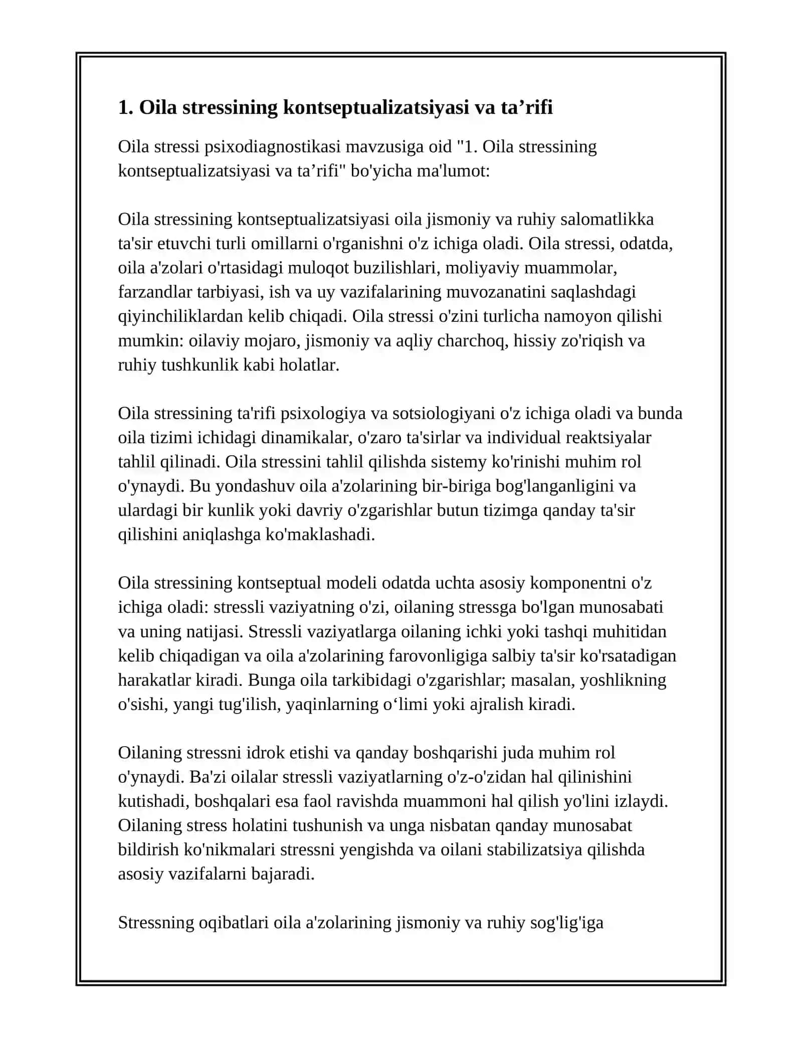 OILA STRESS PSIXODIAGNOSTIKASI 3
