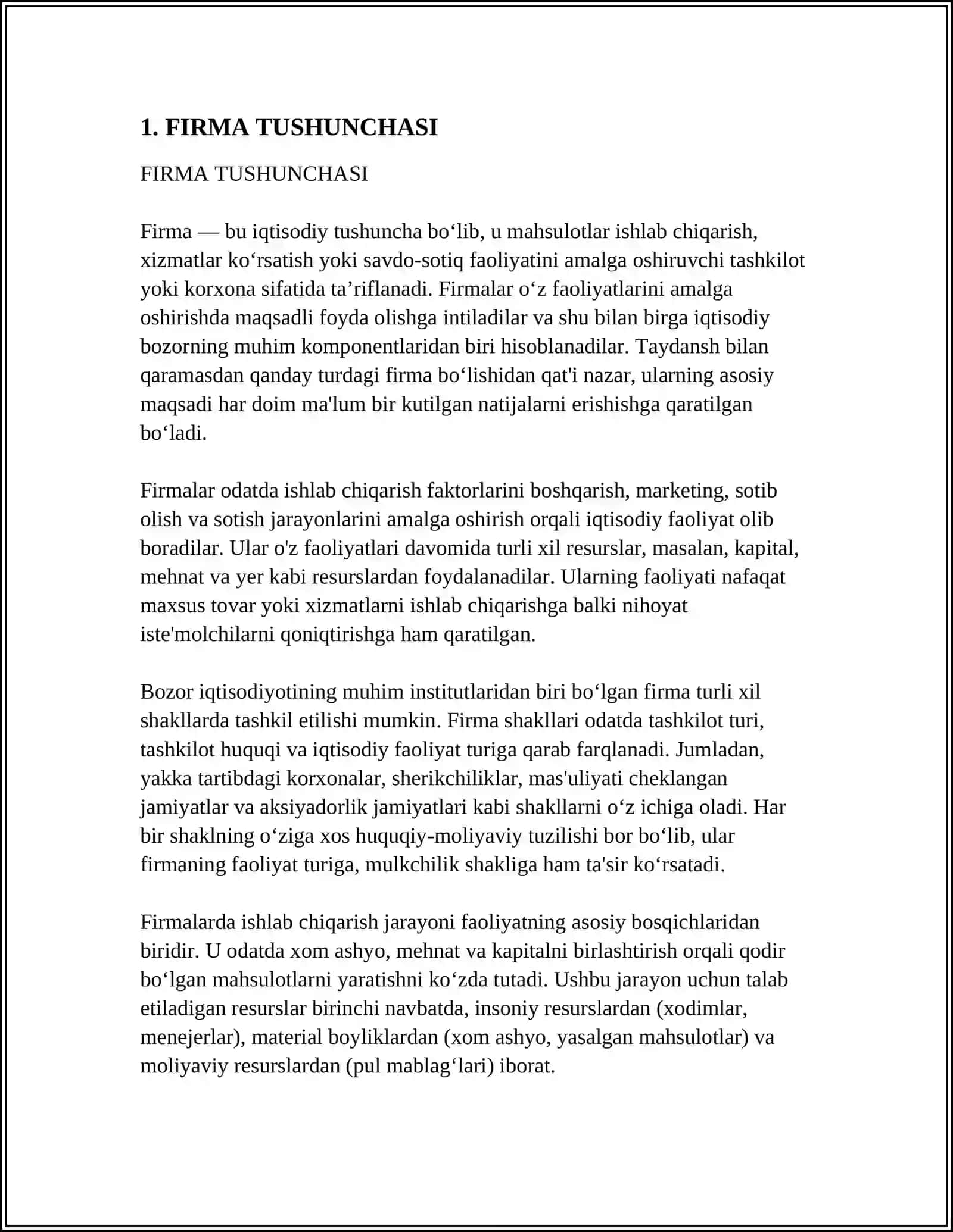 FIRMA TUSHUNCHASI 3