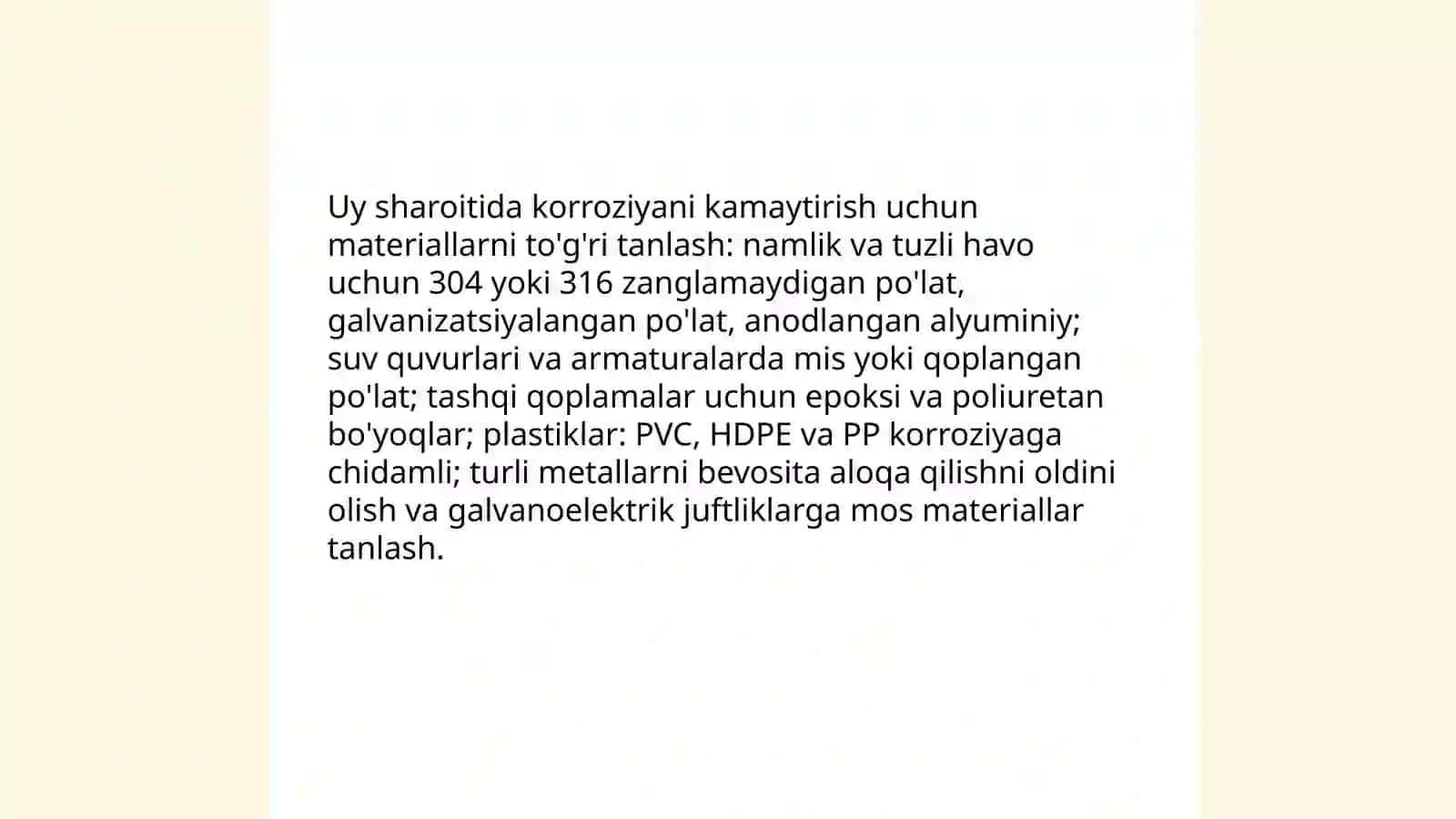 Uyda korroziyani kamaytirish yo'llari 3