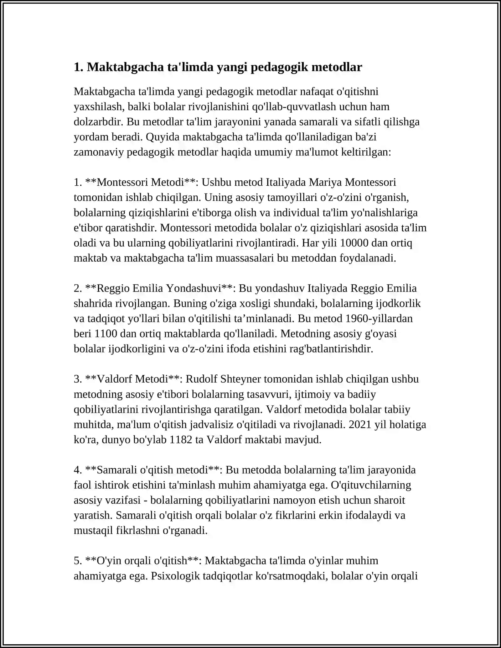 Maktabgacha ta'limda yangi pedagogik metodlar 3