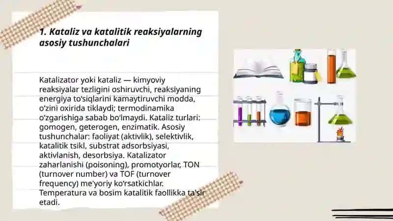 Kataliz. Katalitik reaksiyalar 3