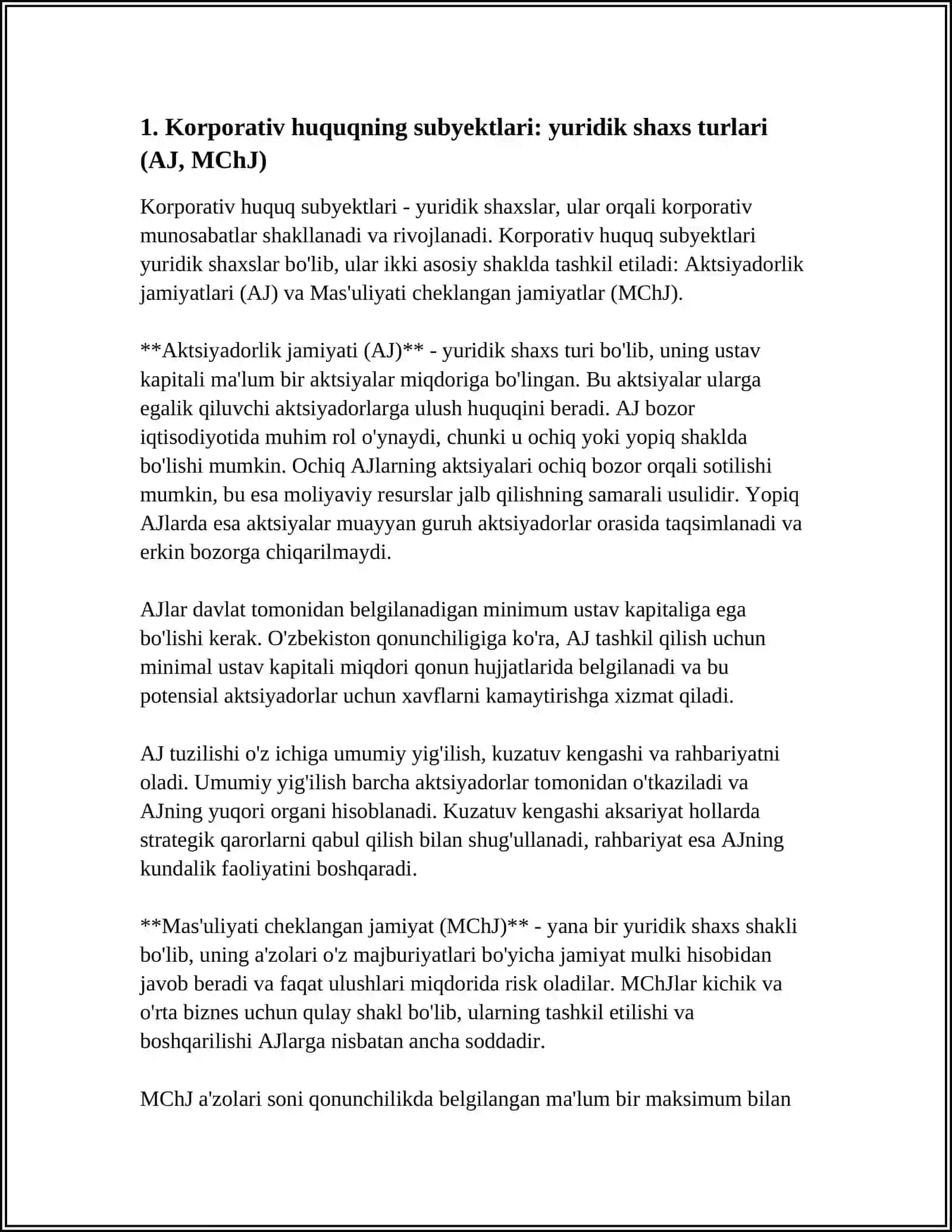 KORPORATIV HUQUQNING SUBYEKTLARI VA OBYEKTLARI 3