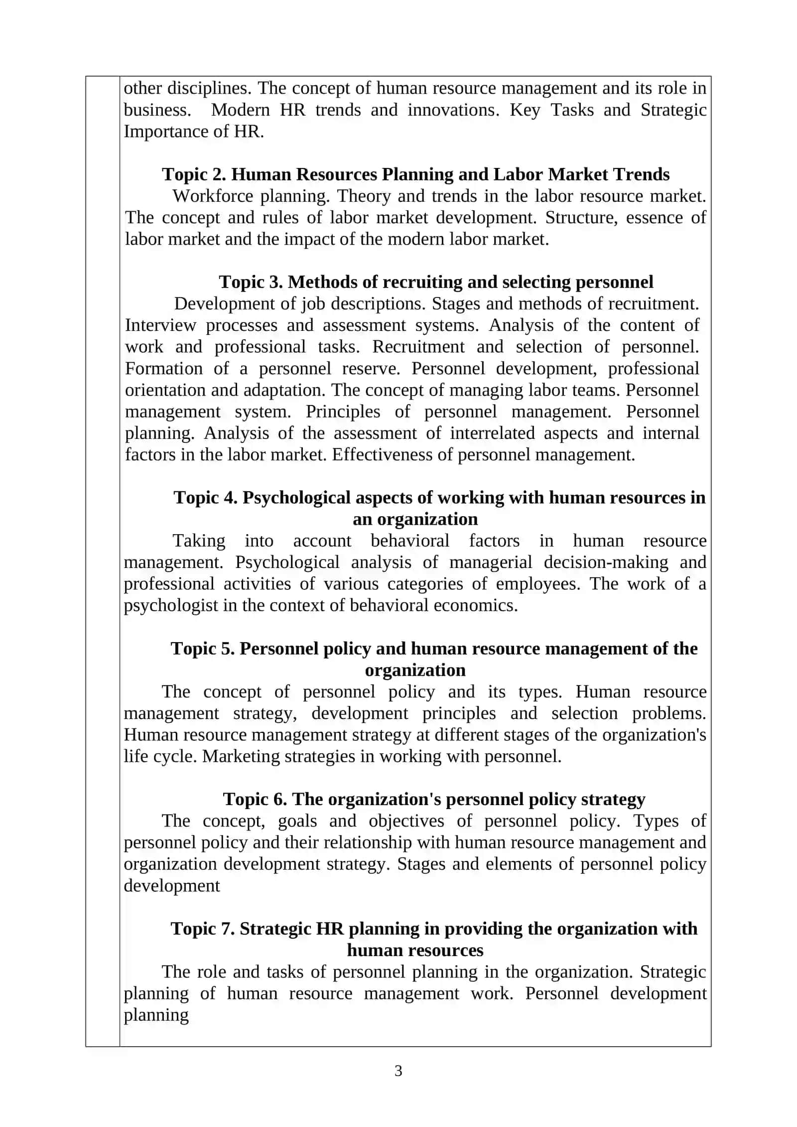 Study Program on Human Resource Management 3