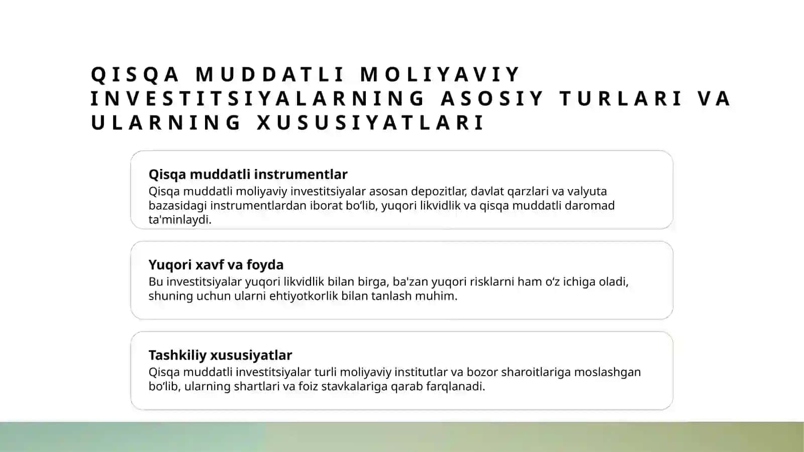 Qisqa muddatli moliyaviy investitsiya 3