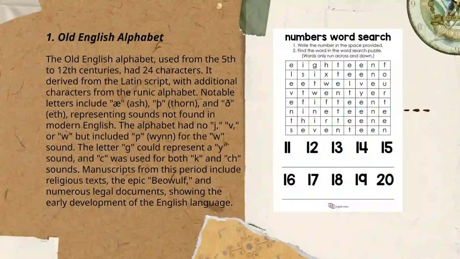 The vocabulary of old English period 3