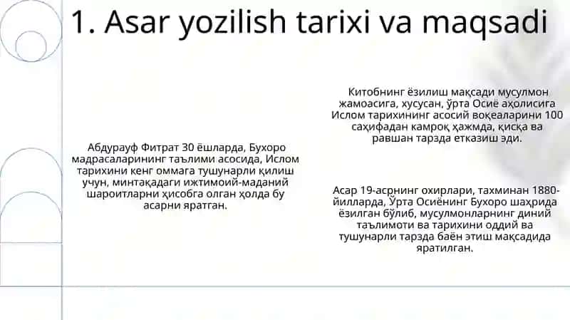 Abdurauf Fitratning "Muxtasar islom tarixi" risolasi 3