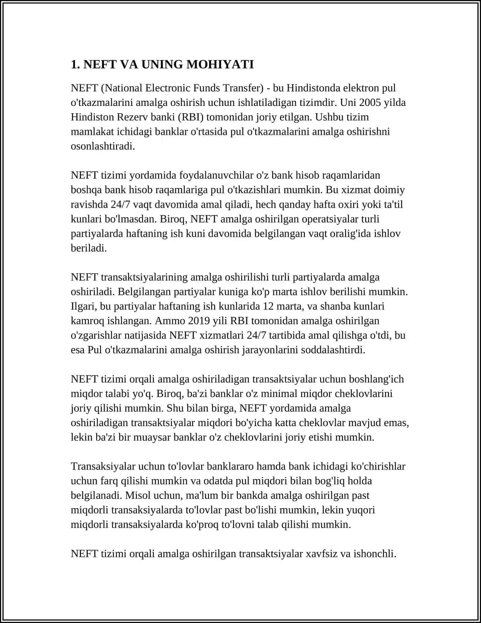 NEFT VA UNING MOHIYATI 3