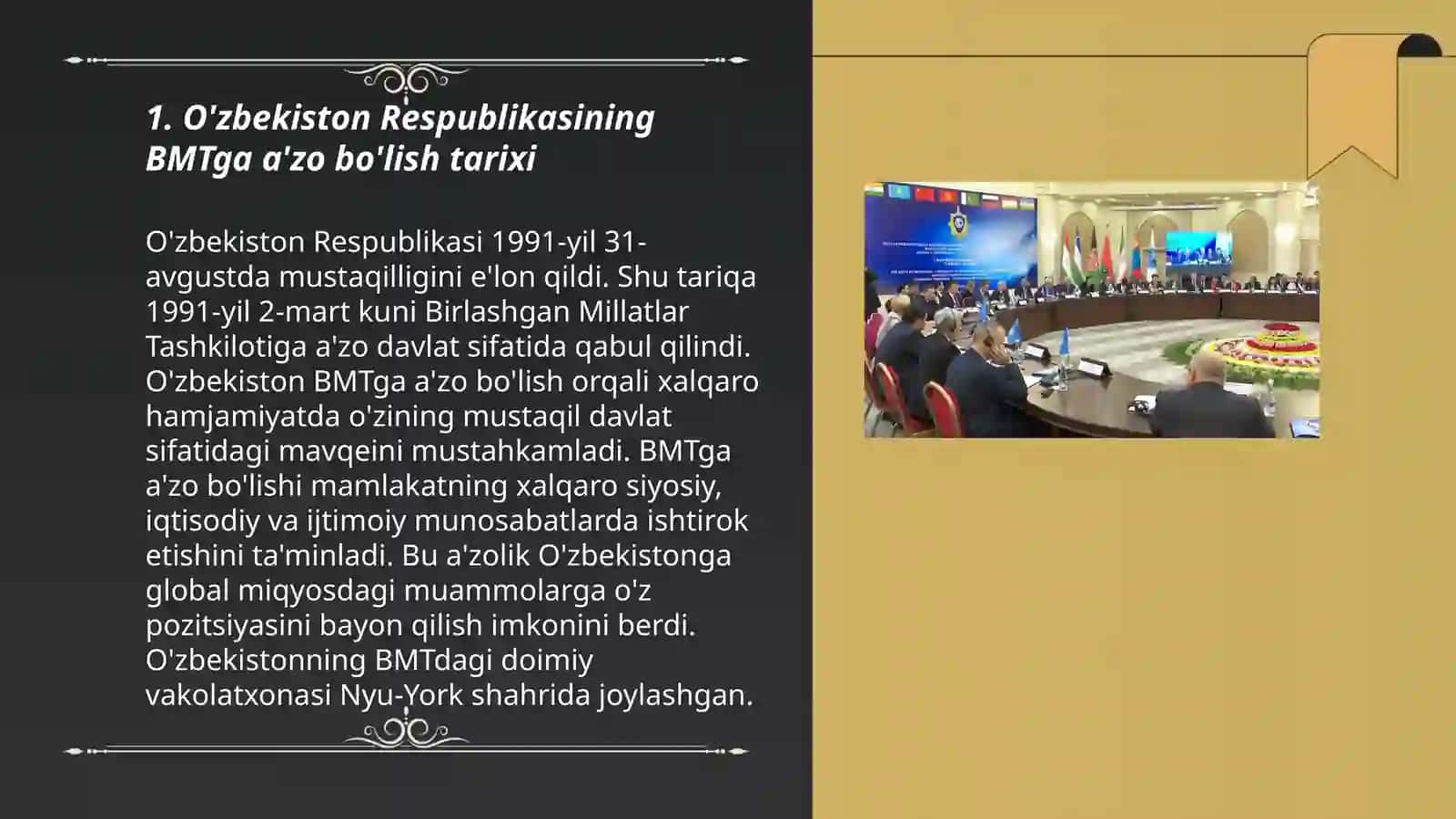 O'zbekiston Respublikasining BMTga a'zo bo'lish tarixi 3