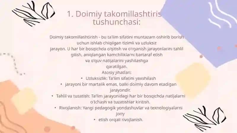 Doimiy takomillashtirish tamoyillari 3