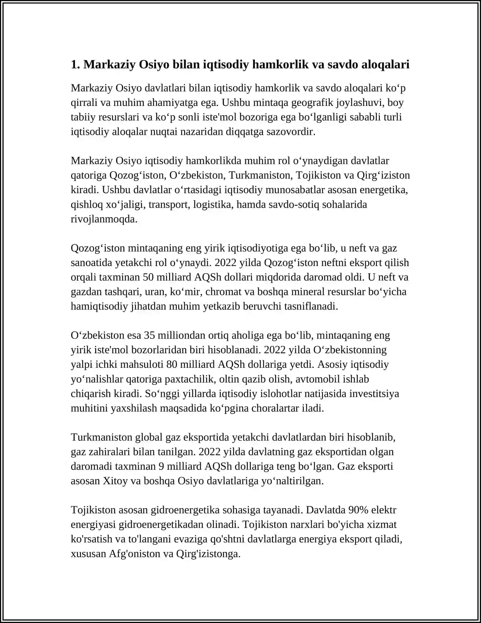 MARKAZIY OSIYO BILAN HAMKORLIK 3