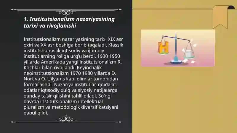 Institusionalizm yo'nalishi 3
