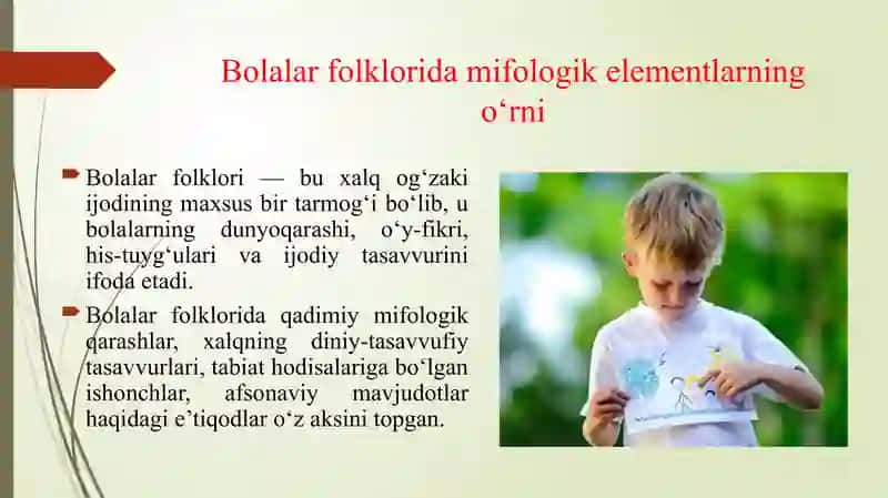 BOLALAR FOLKLORIDA MIFOLOGIK ELEMENT 3