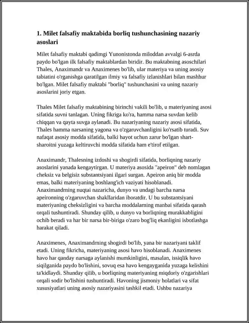 Milet Falsafiy Maktabida Borliq Masalasi 3