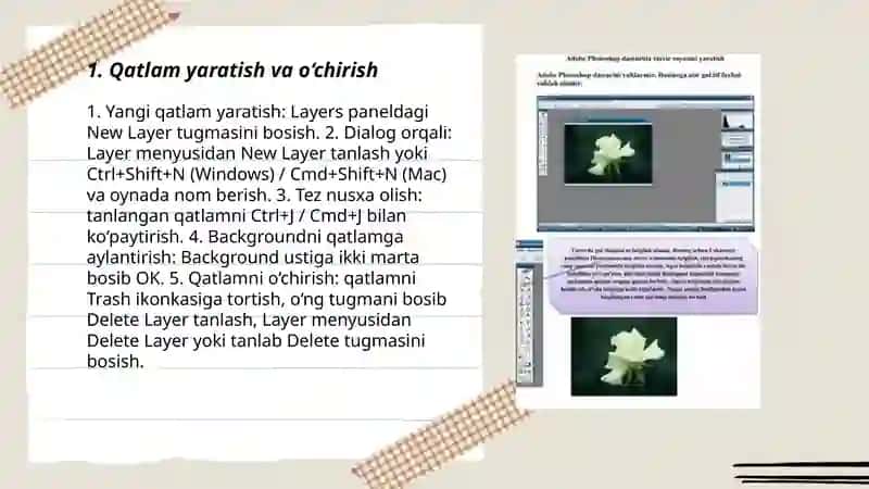 Adobe Photoshop dasturida qatlamlar bilan ishlash 3