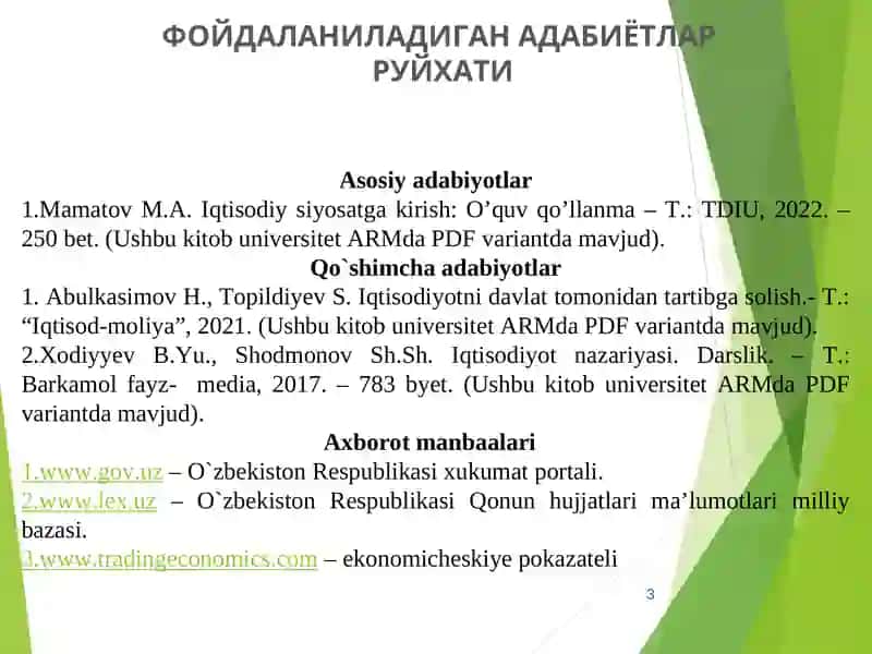 ДАВЛАТНИНГ ФИСКАЛ СИЁСАТИ 3